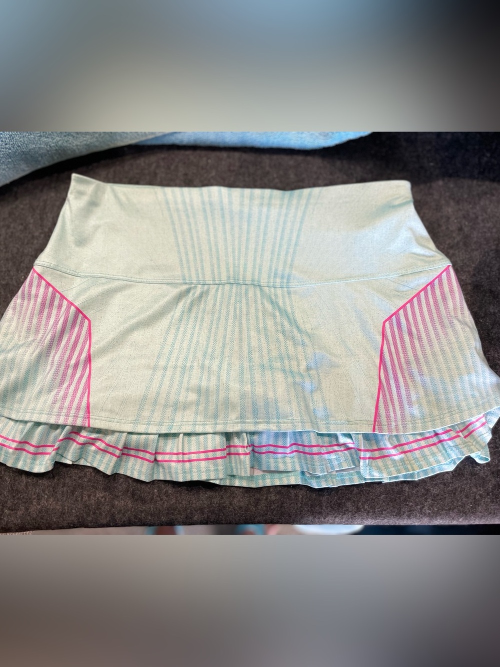 Light Aqua Ruffled Pickleball Skort with Pink Accents